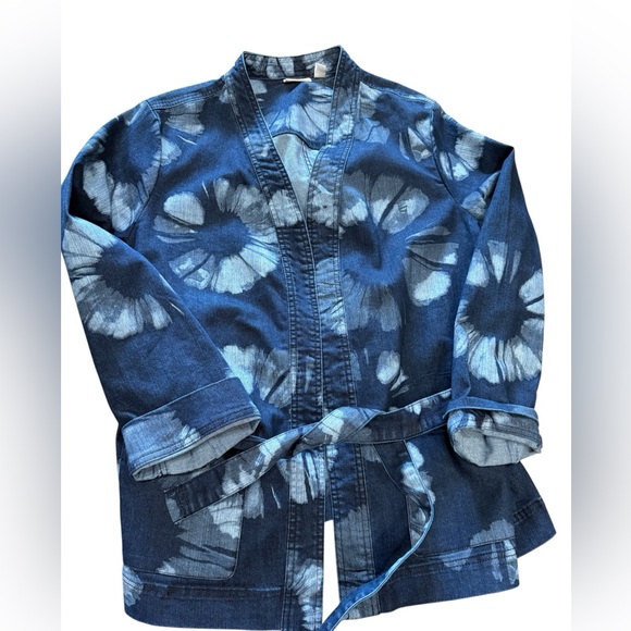 LOGO by Lori Goldstein Women's Shibori Print Denim Wrap Jacket 18 W - Picture 4 of 16